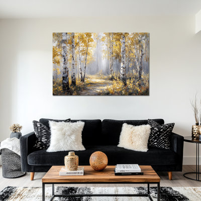 Décoration murale Birch Tree - Élégante forêt, art mural sur toile pour la chambre à coucher, magnifique œuvre d'art de paysage de nature avec trembles pour le salon, cadre en toile de pin tendue, 20 po x 30 po