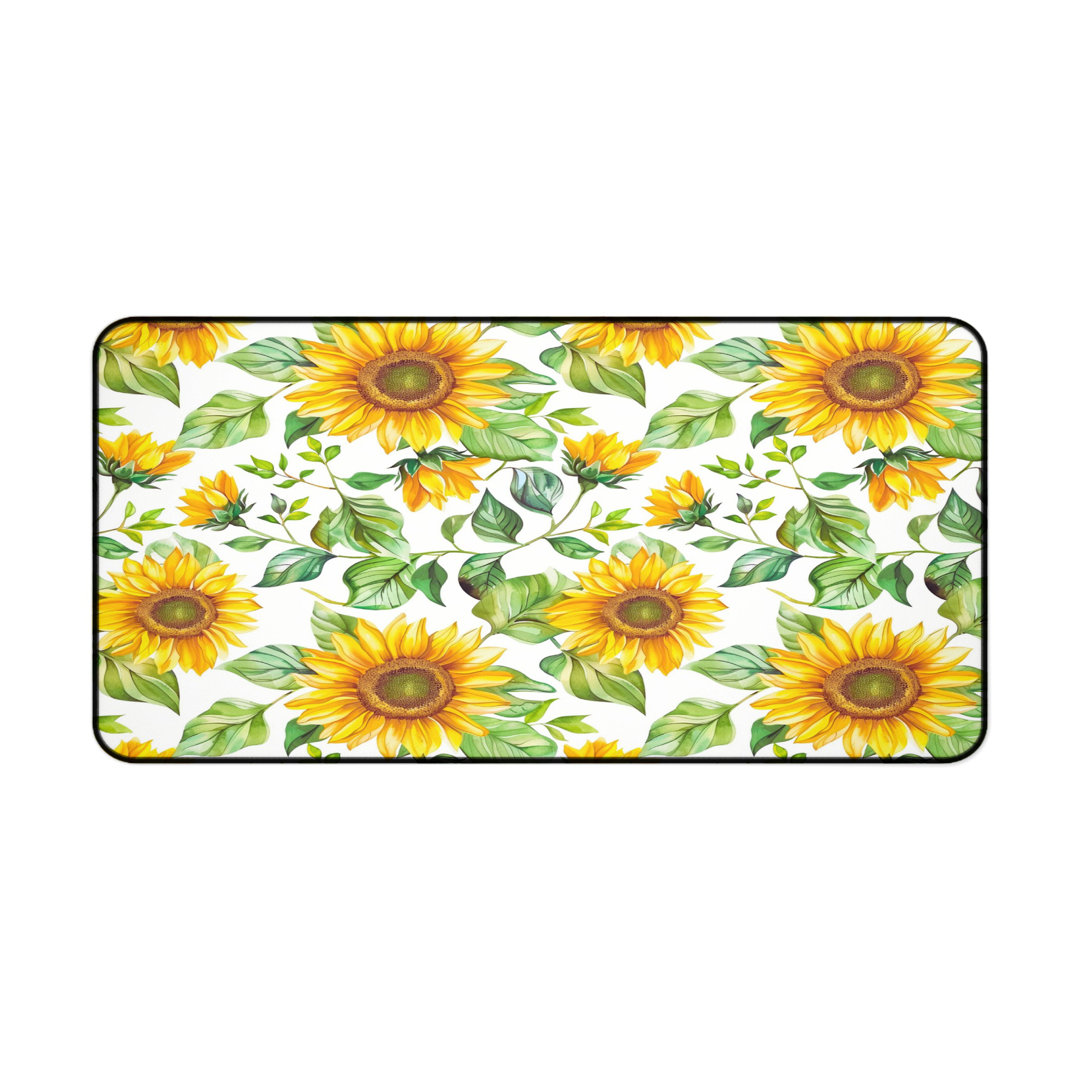 Watercolor Sunflower Floral Desk Mat