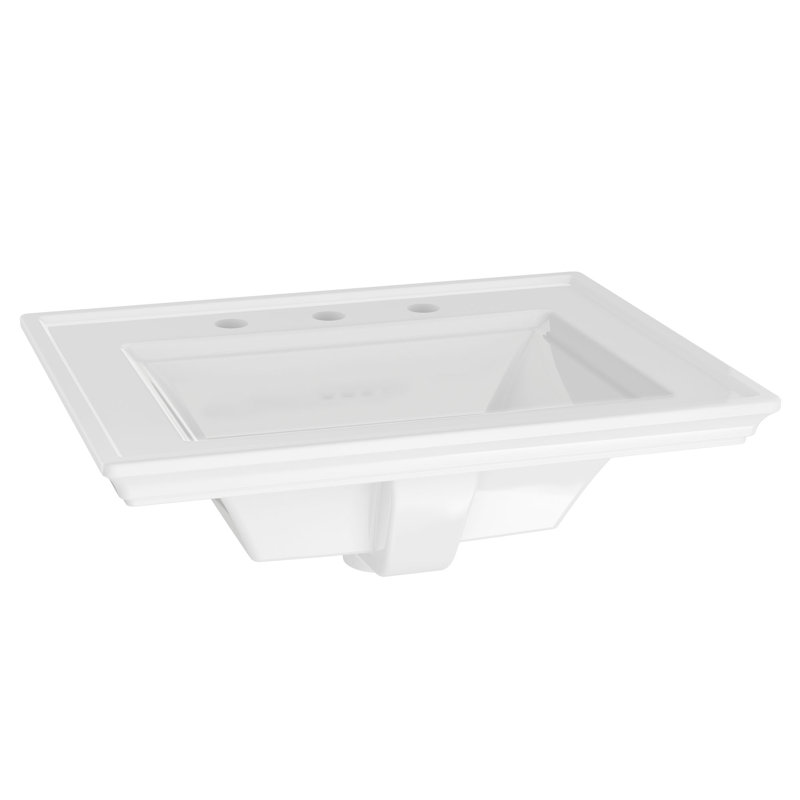 American Standard Town 19.06'' White Ceramic Rectangular Bathroom Sink with Overflow, 8" Centers