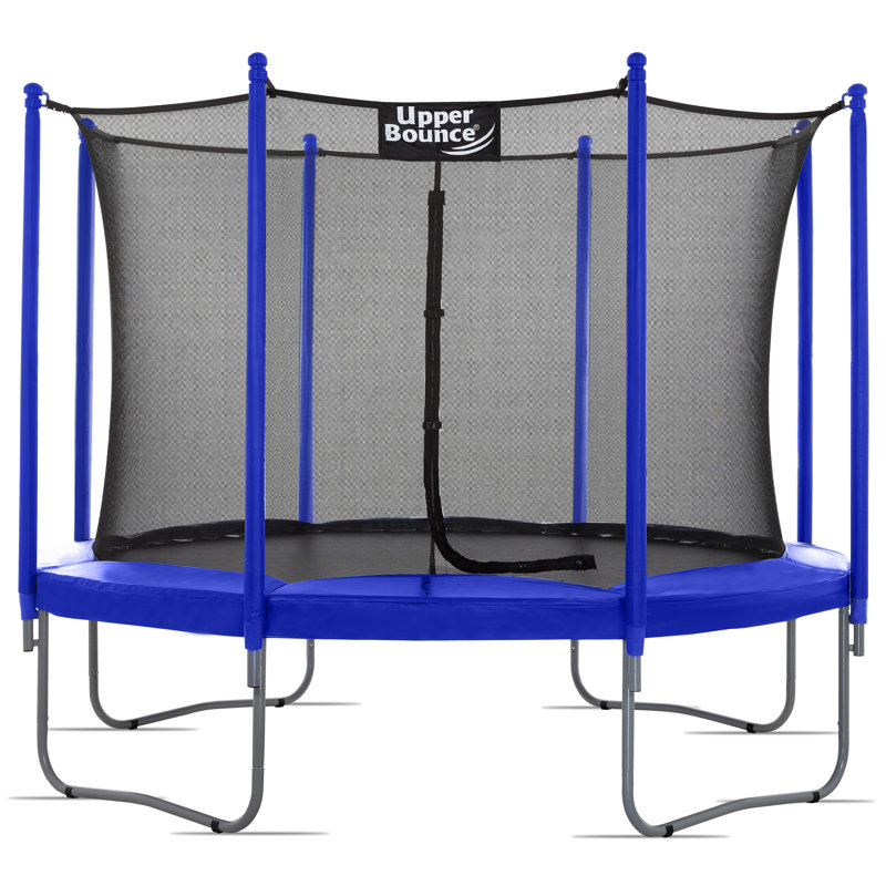 10 ft Round Blue Steel Trampoline with Safety Enclosure