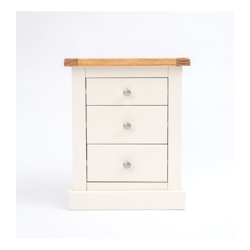 Clarke 45cm W Solid + Manufactured Wood Bedside Table, White/Satin Chrome