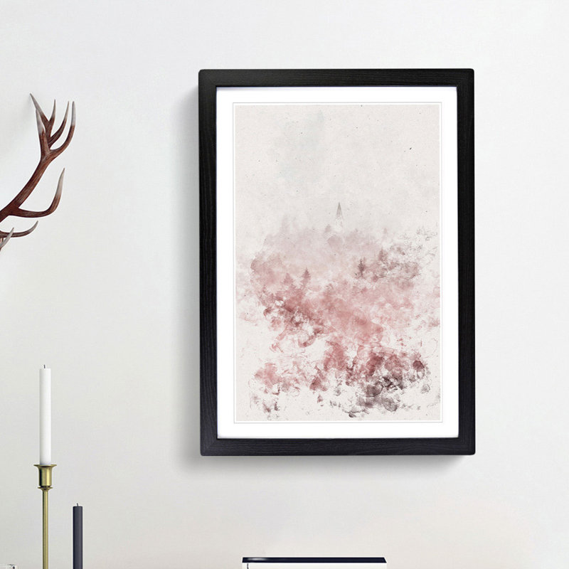Church in an Italian Forest - Picture Frame Painting Print, 33cm H x 24cm W x 2cm D, Black Framed
