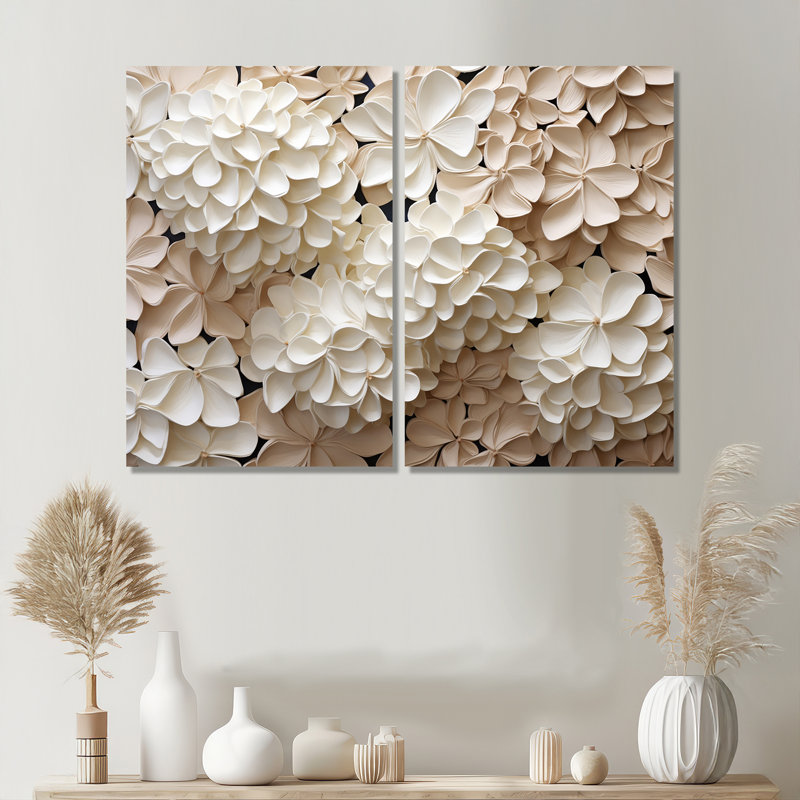 Rétro minimalisme hydrangée II - art mural traditionnel sur toile, H 36 po x l 48 po, Toile tendue, Ne s’applique pas
