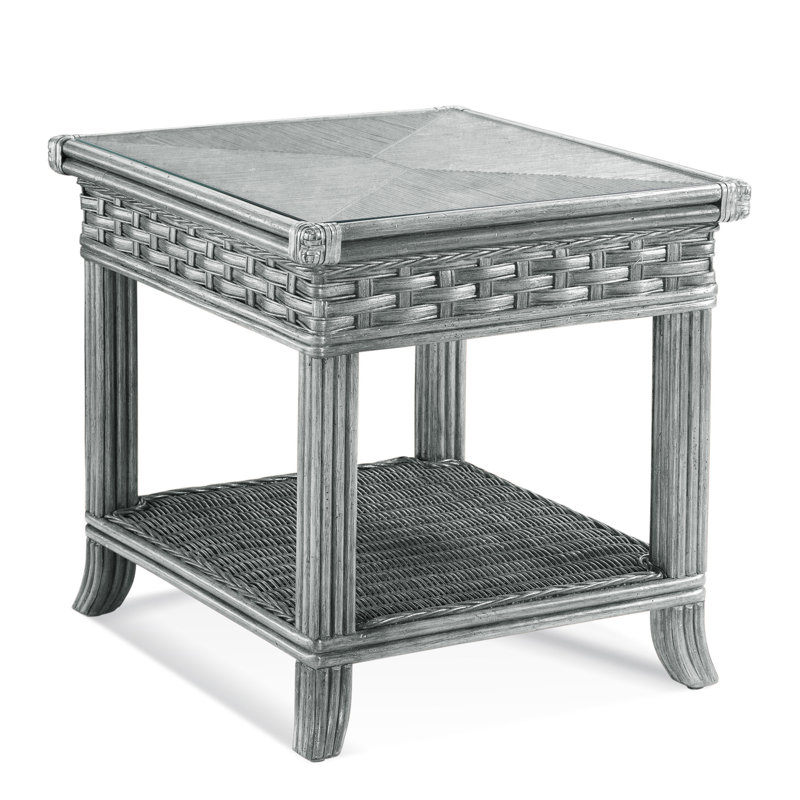 Somerset Glass Top End Table, Nickel