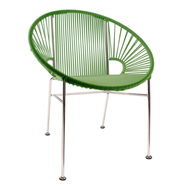 Concha Indoor/Outdoor Handmade Dining Chair, Chrome, Cactus