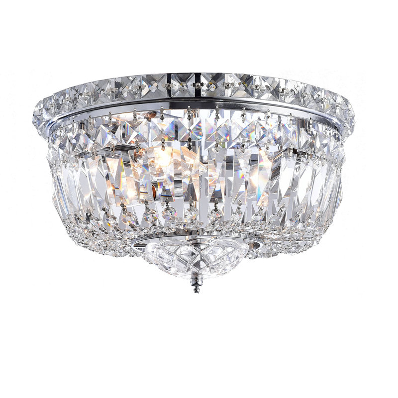 Plafonnier encastré 3 lumières en chrome et cristal Moronta 3 lumières