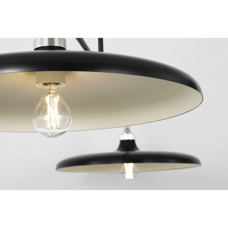 Piatto 63" Linear Pendant with Shade, Polished Nickel/Aged Iron