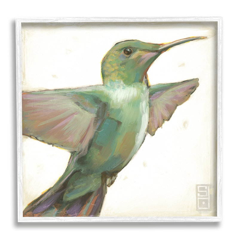 Colibri vert par Stacy Daguiar, Blanc, H 12 po x l 12 po x P 1,5 po