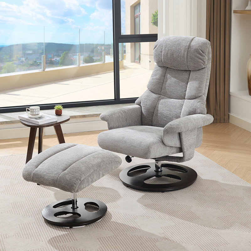 Fauteuil inclinable pivotant en cuir synthétique avec base enveloppée, Similicuir noir