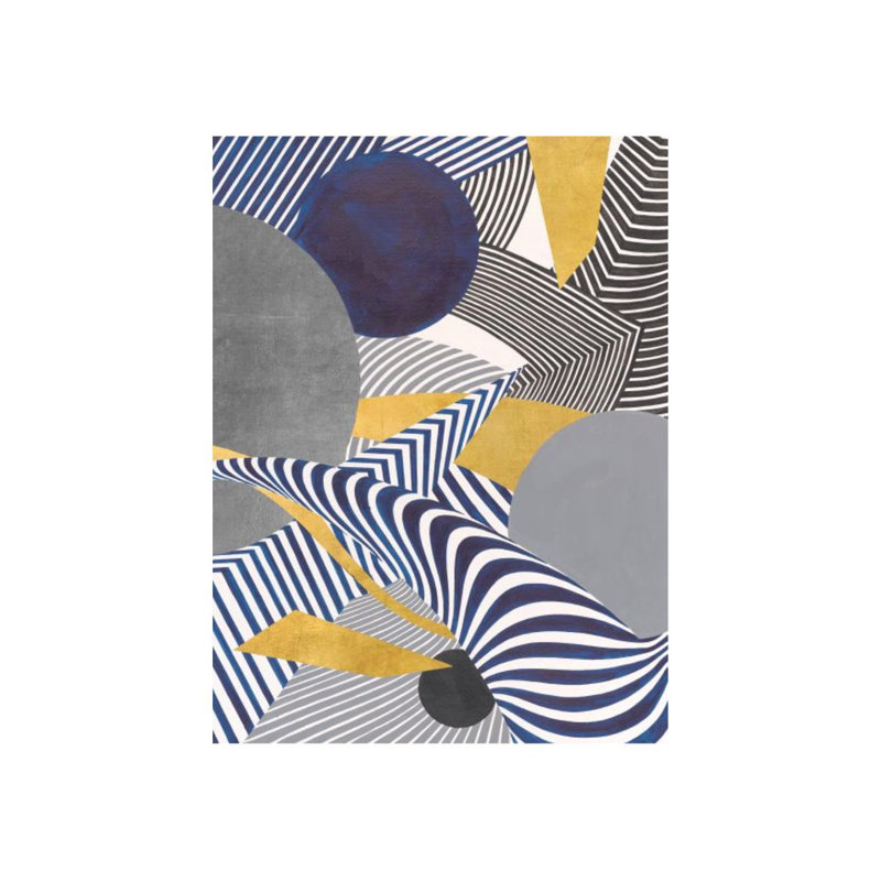 Planète II par Janice Sadler - impression, Or doré et argent, H 32 po x l 24 po x P 1,5 po