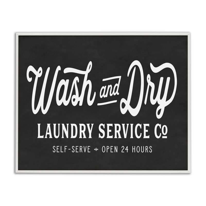 Wash and Dry Laundry Service Co., H 24 po x l 30 po, Giclée encadrée blanc bord de mer