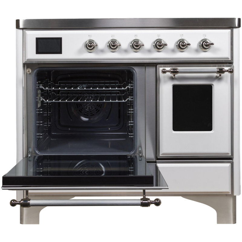 Majestic II 40" Freestanding Induction Range, White/Chrome