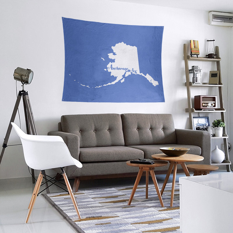 Tapisserie murale alaska ancrage, H 27,5 po x l 37,5 po, Bleu