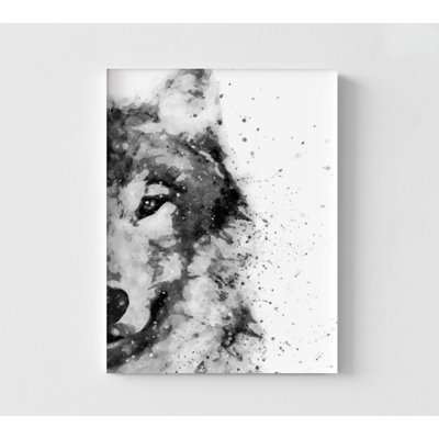 Reproduction d'art loup noir et blanc, aquarelle encadrée, art mural loup, art mural surdimensionné, art mural grand format 12 x 16 po