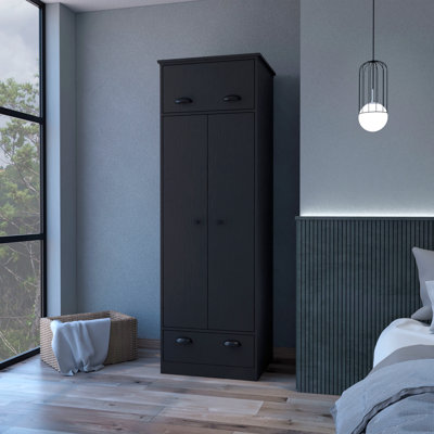 Armoire à double porte et 1 tiroir noir