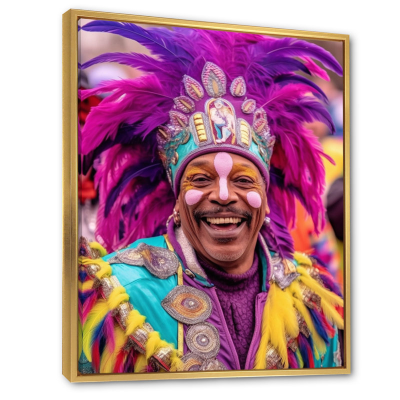 «New Orleans Mardi Gras Celebrations III», reproduction sur toile, H 32 po x l 16 po x P 1 po, Cadre flottant doré