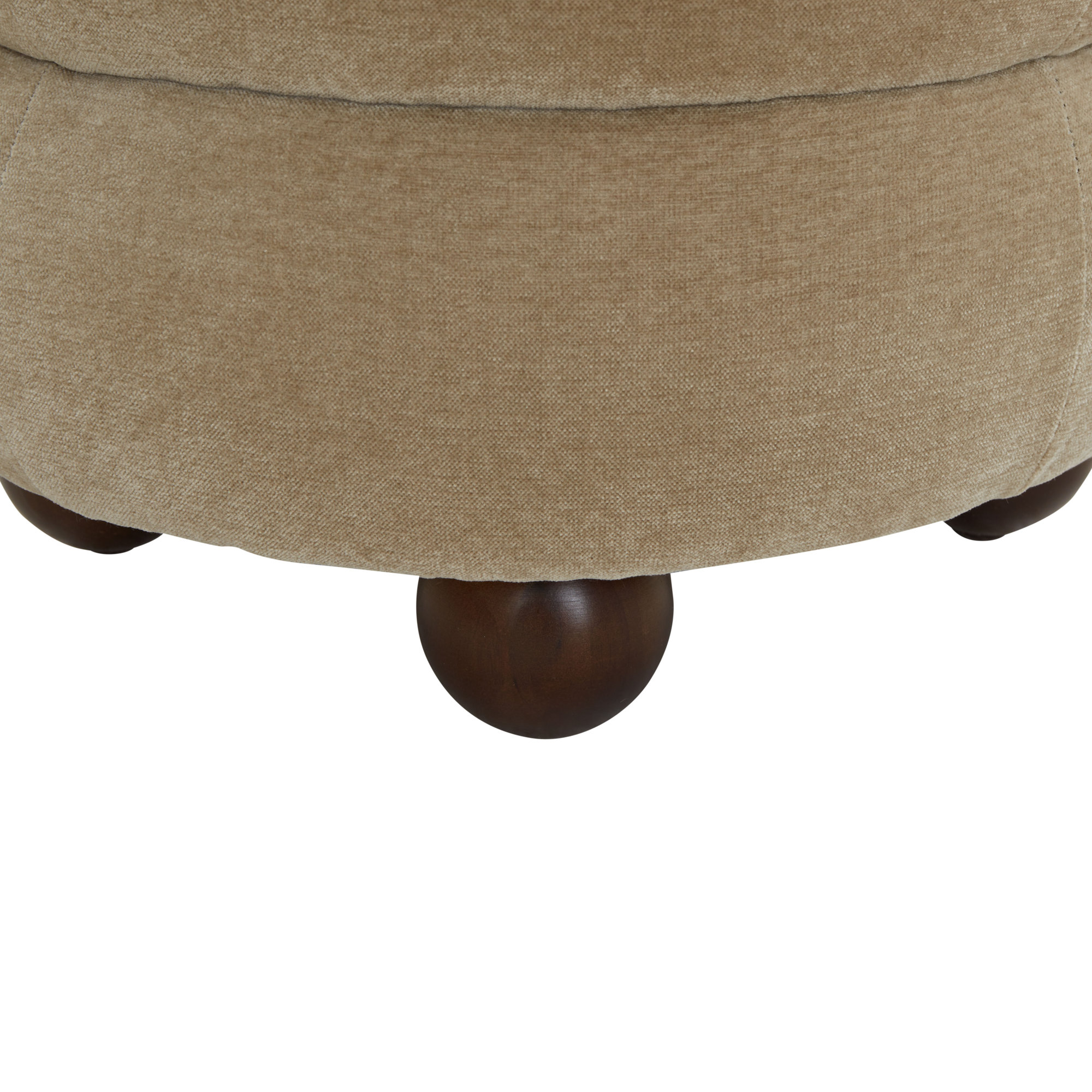 Dalisha 17" Velvet Round Ottoman, Light Brown, Walnut