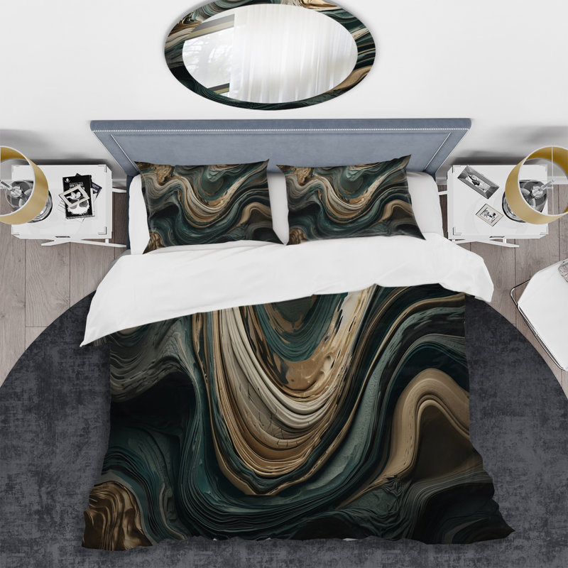 Ensemble de housse de couette en microfibre / polyester Wave Twist, Housse de couette pour grand lit et 2 taies décor