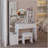 Makeup Vanity Desk With Mirror & LED Lights, Stool-881209176