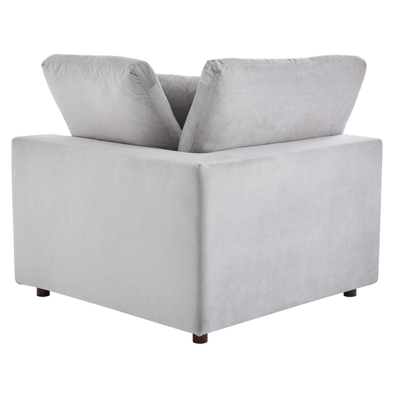 Commix Down Filled Overstuffed Velvet 6-Piece Sectional Sofa by Modway, Light Gray Polyester