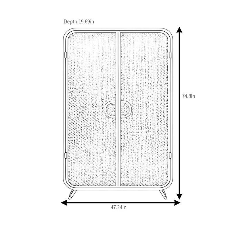 Garde-robe simple et légère en acier de luxe, H 74,8 po x l 47,24 po x P 19,69 po