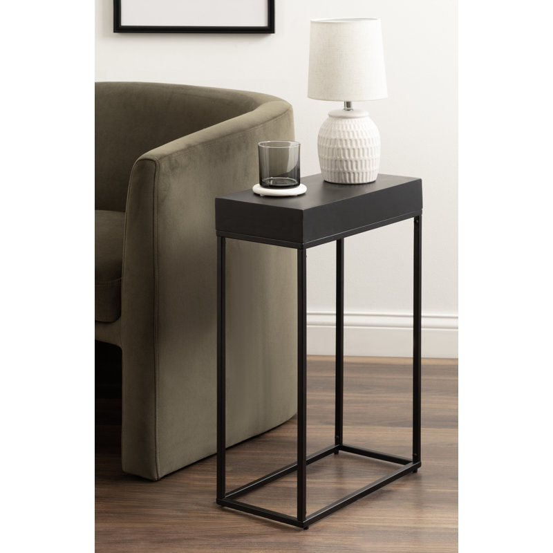 Cronus Solid Wood Top End Table, Black, Black
