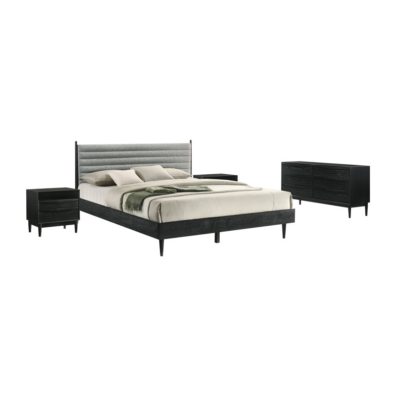 Ensemble de chambre avec lit plateforme 4 pièces Greylynn, Noir, Très grand
