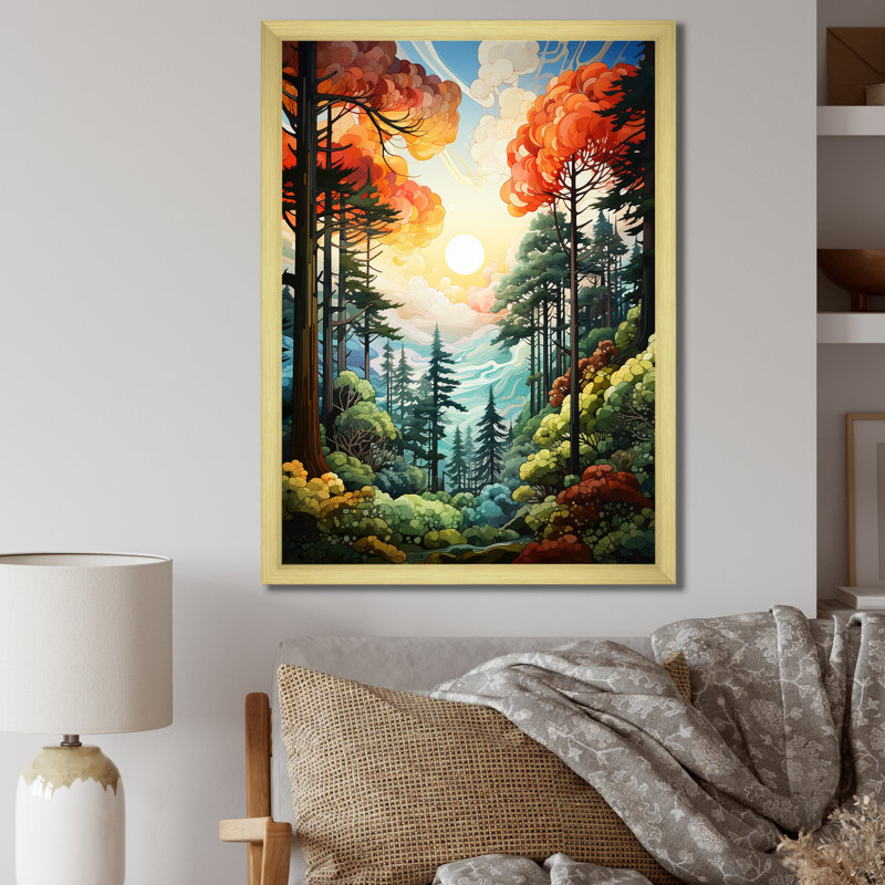 Redwood Tree Shimmering Heights II - Décoration murale paysage et nature, H 32 po x l 24 po x P 1 po, Cadre photo doré