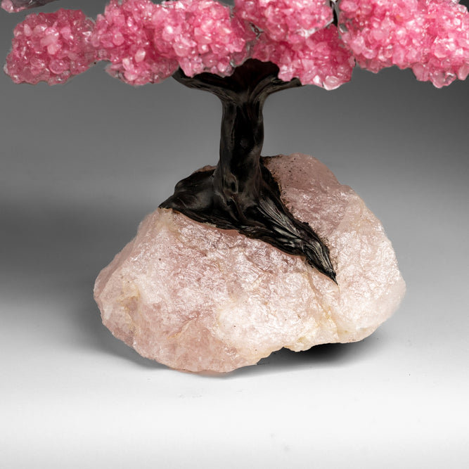 Custom - Genuine Rose Quartz Clustered Gemstone Tree On Rose Quartz Matrix (Unconditional Love Tree)