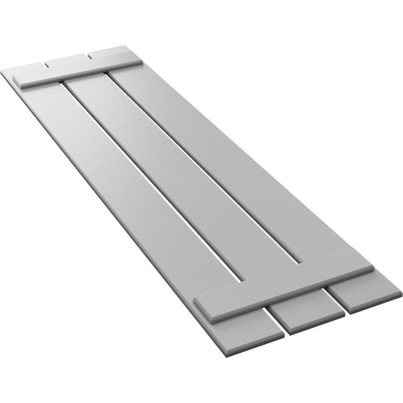 Volets en PVC True Fit à trois planches espacées, Gris tempête de grêle, H 74 po x l 17,125 po x P 0,625 po