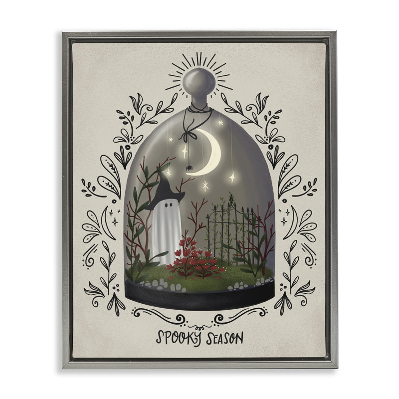 Cadre flottant Spooky Season, Cadre flottant gris lustré, H 31 po x l 25 po
