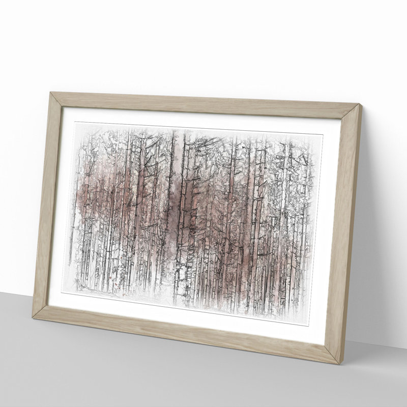 Autumn Forest Vol.7 Sketch - Picture Frame Graphic Art, 36cm H x 48cm W x 2cm D, Oak