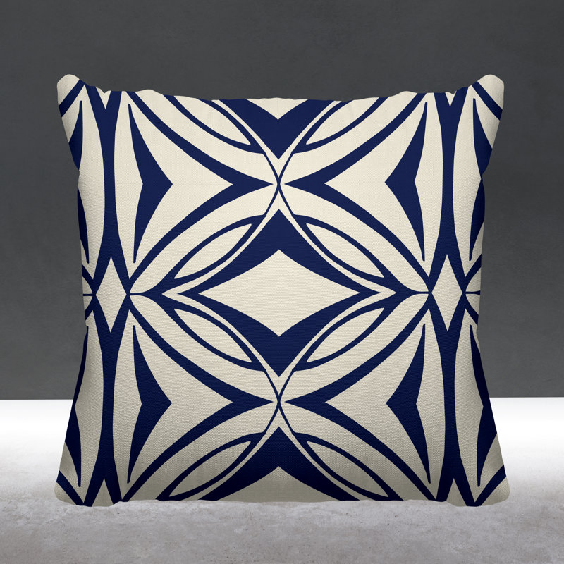 Coussin décoratif intérieur / extérieur Eamon, L 15 po x H 15 po, Bleu marine