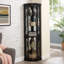 Vitrine de coin lumineuse - Vitrine de salon, objets de collection antiques, rangement pour verres à vin et à bar - Design élégant d'angle avec lumières incluses - NOIR