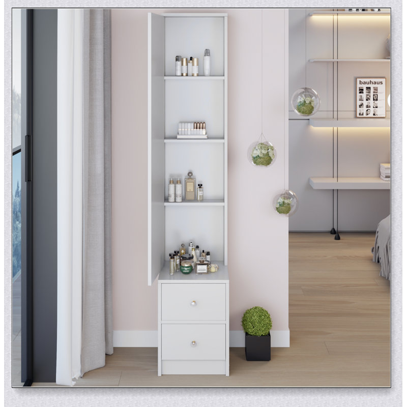 Armoire à miroir pleine longueur élégante avec rangement à plusieurs niveaux pour l'organisation des cosmétiques et des bijoux dans les maisons modernes