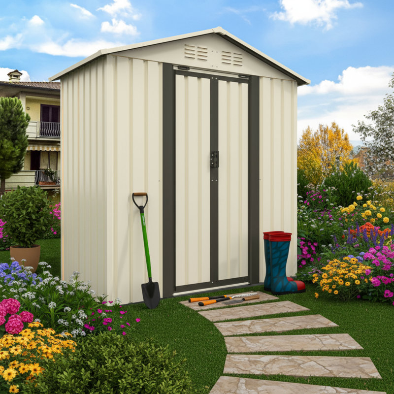 White Apex Roof Outdoor Storage Shed For Garden, Beautiful And Practical