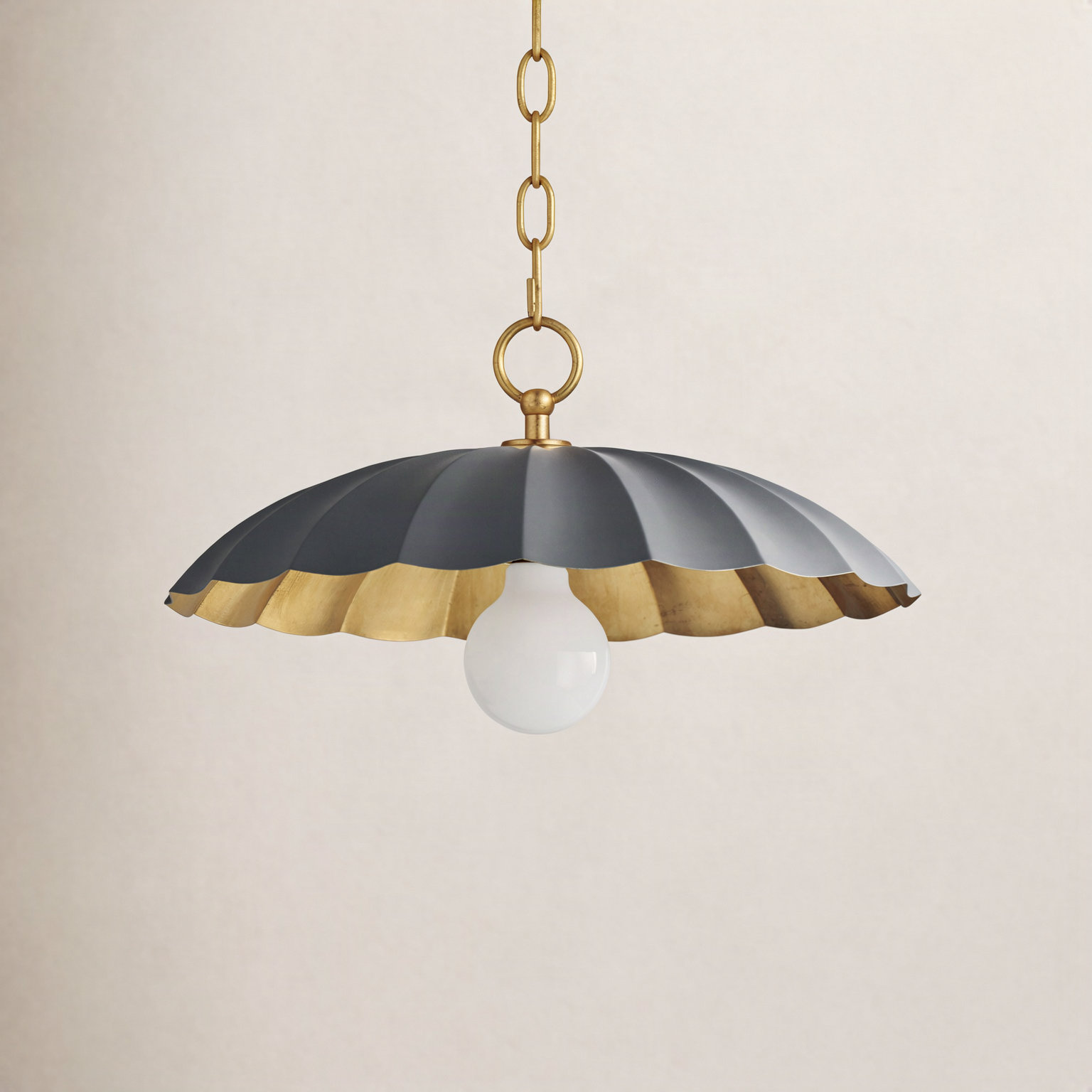 Granduca Single Light Steel Gold Pendant, Dark Gray
