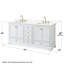 Ensemble de meuble-lavabo double autoportant 72 po avec plateau en quartz Deborah-98181802-98181804-98181808