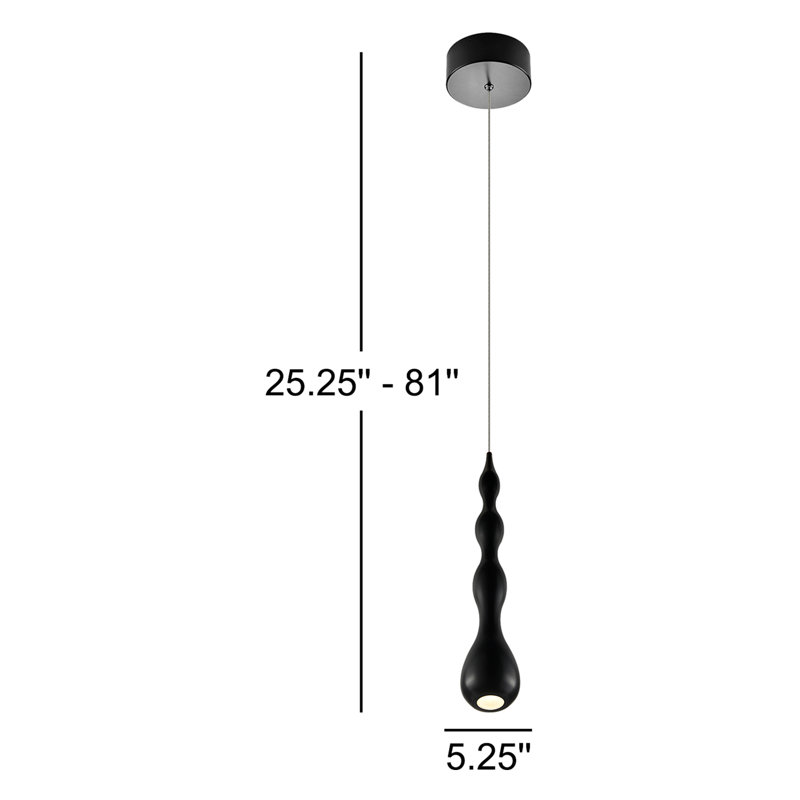 Mini-luminaire suspendu 1 lumière DEL Polaris, Noir