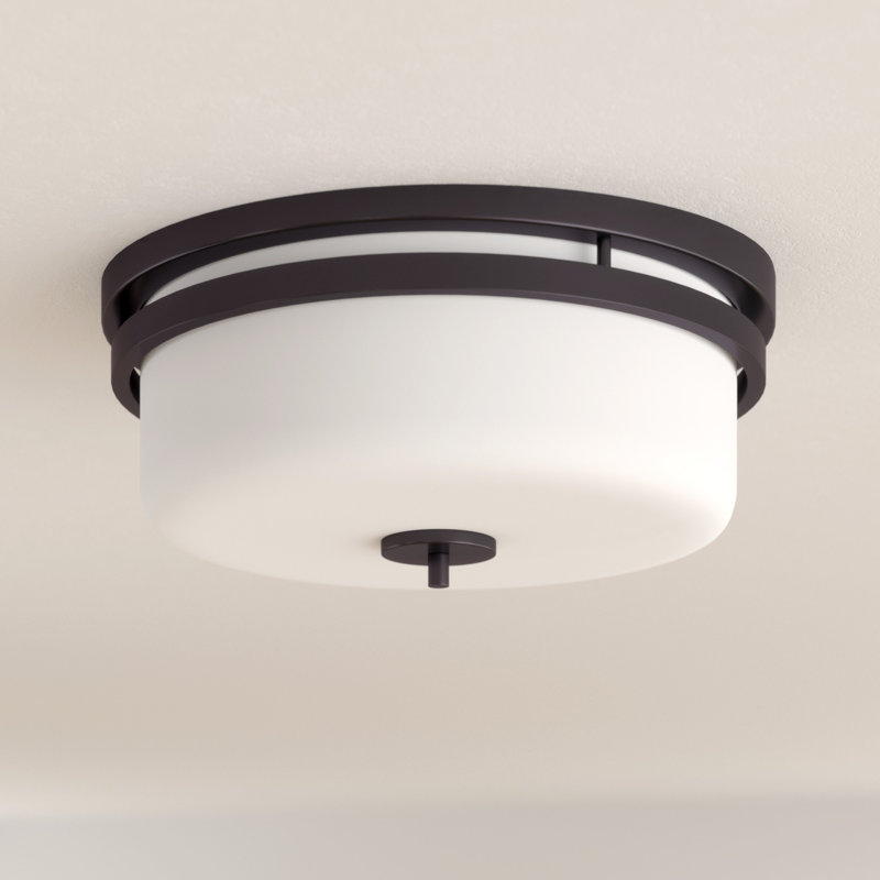 Garan Glass Flush Mount, Aged Bronze