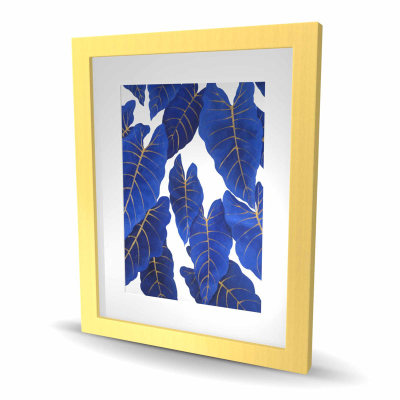 Feuilles bleues tropicales abstraites | Reproduction encadrée de chambre exotique