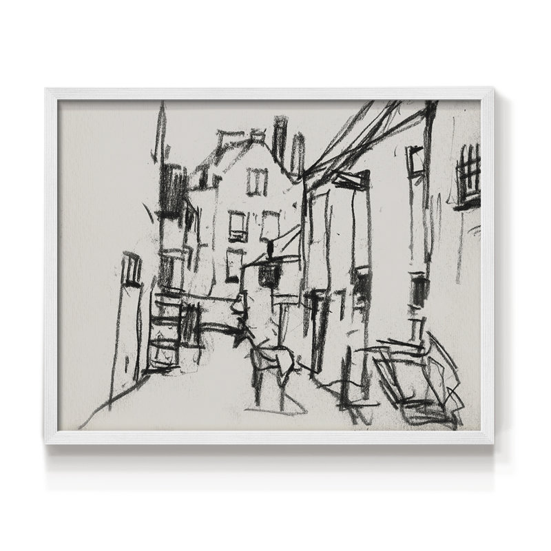 Croquis rétro, VI, reproduction encadrée, H 11 po x l 14 po, Blanc