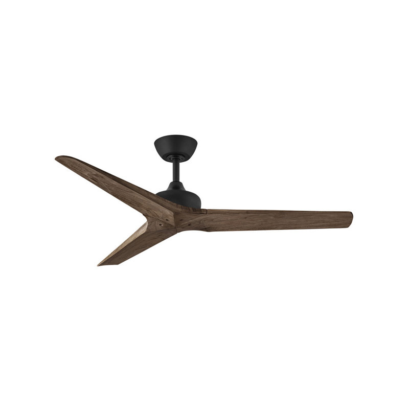 Chisel Indoor/Outdoor Smart Wooden Ceiling Fan with Remote, Matte Black, Walnut, 52" Wide