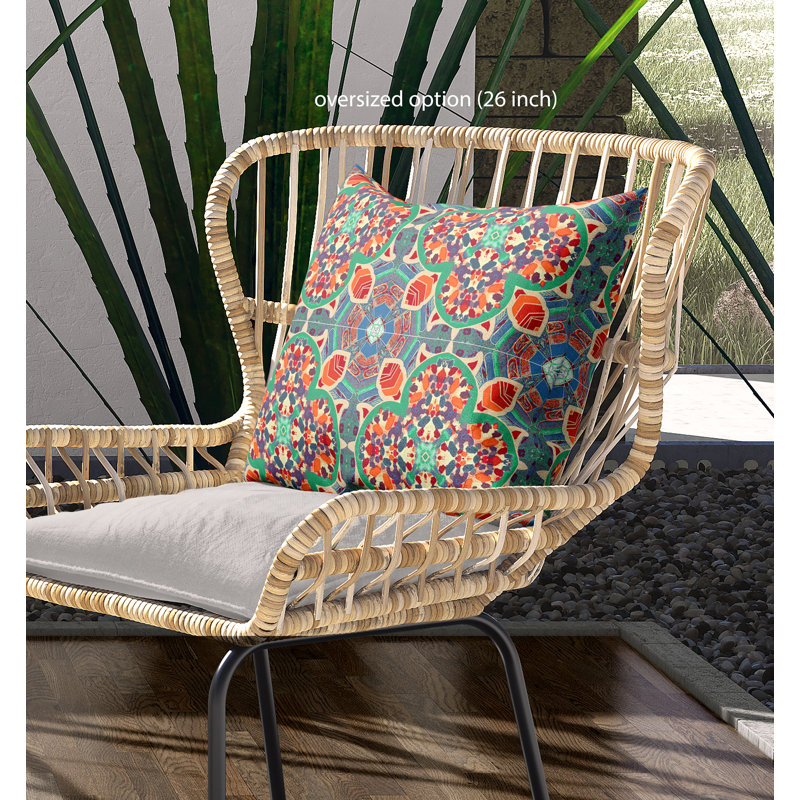 Housse de coussin carré et insert, 16" x 16", Orange/vert