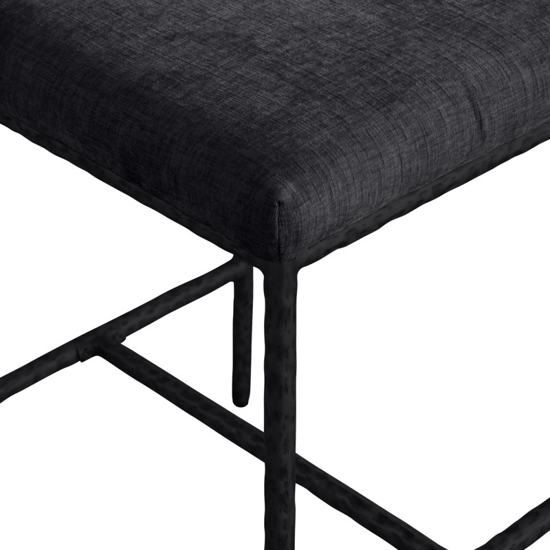 Tabouret de comptoir rembourré Reeves, Noir mat, Tissu chenille noir
