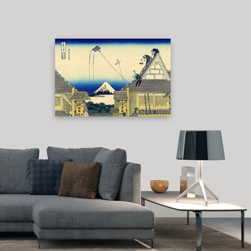 Impression d'art mural côtier sur la rue Suruga à Edo, 32" H x 48" W