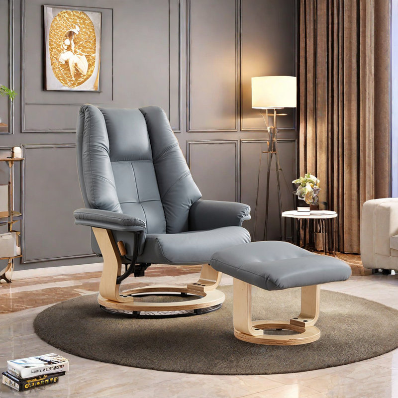 Nouchee Swivel Recliner, Natural, Gray