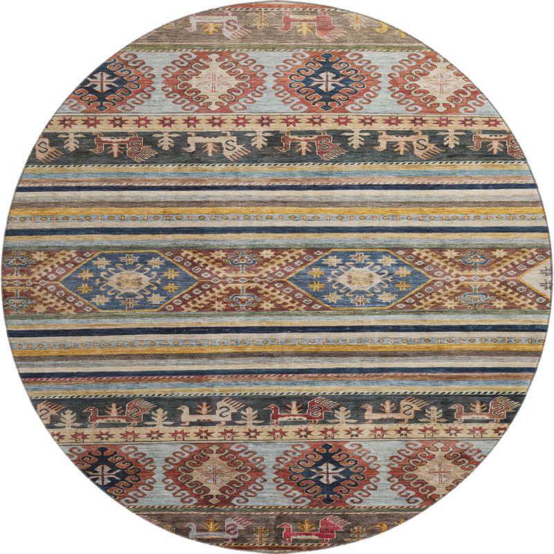 Premium Machine Washable Marasco AMF1626 Global Rug, Round 8'