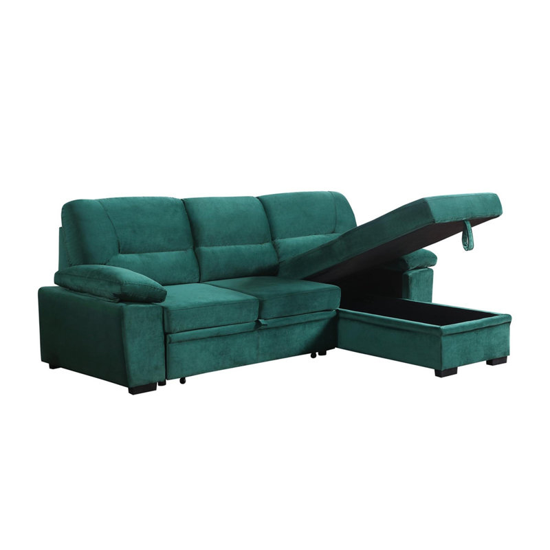 Canapé-lit modulaire réversible en velours, Vert