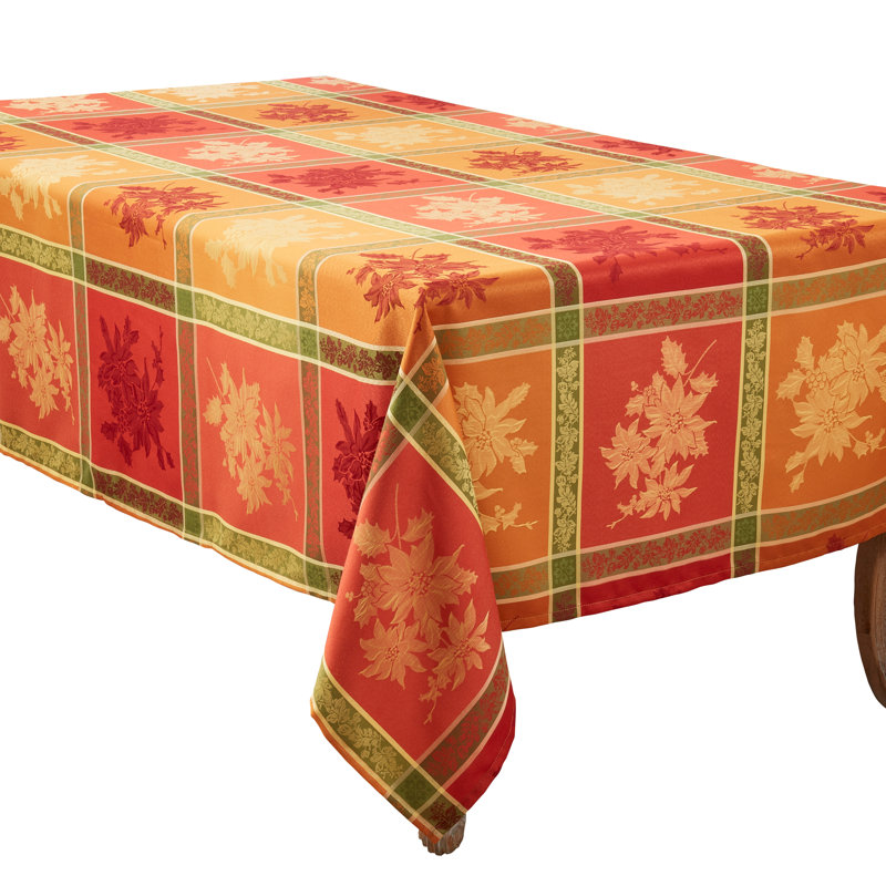 Nappe luxueuse en jacquard avec motif de feuilles d'automne complexes, 90 po x 65 po